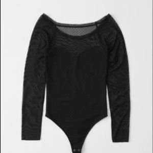 Long sleeve mesh polka dot bodysuit